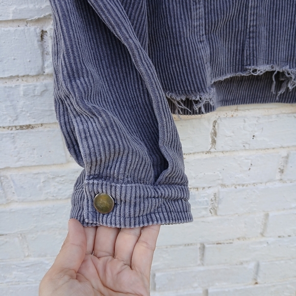 POL Gray Corduroy Jacket Destroyed Hem - Picture 6 of 8